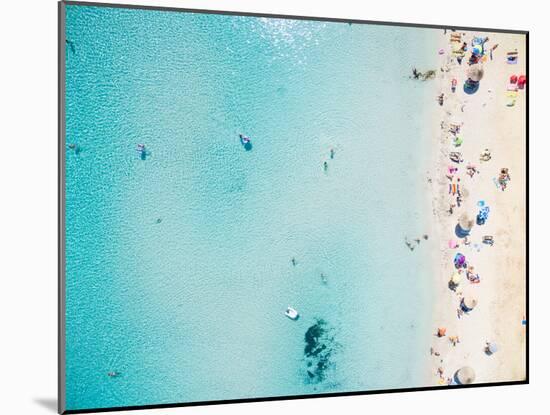 Aerial View of Sandy Beach with Tourists Swimming in Beautiful Clear Sea Water-paul prescott-Mounted Photographic Print