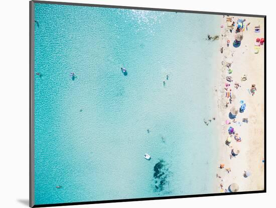 Aerial View of Sandy Beach with Tourists Swimming in Beautiful Clear Sea Water-paul prescott-Mounted Photographic Print