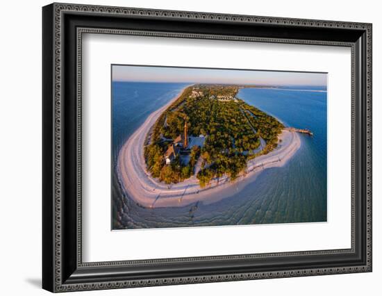 Aerial view of Sanibel Island Lighthouse, Sanibel Island, Lee County, Florida, USA-null-Framed Photographic Print
