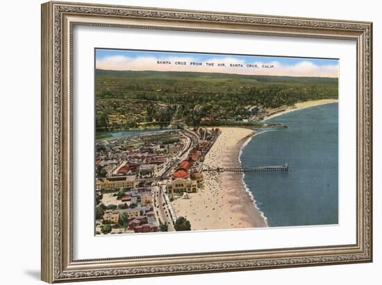 Aerial View of Santa Cruz Beach and Pier, California-null-Framed Art Print