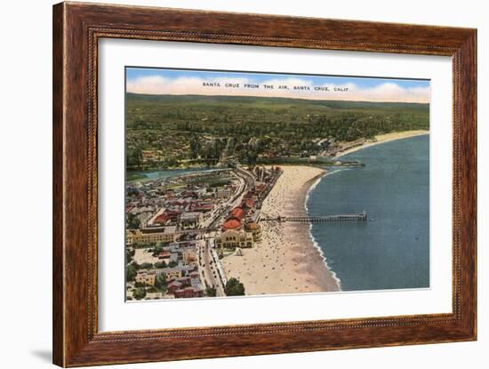 Aerial View of Santa Cruz Beach and Pier, California-null-Framed Art Print