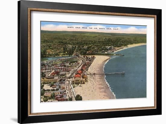 Aerial View of Santa Cruz Beach and Pier, California-null-Framed Art Print