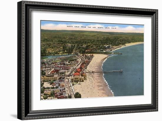Aerial View of Santa Cruz Beach and Pier, California-null-Framed Art Print