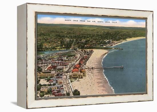 Aerial View of Santa Cruz Beach and Pier, California-null-Framed Stretched Canvas