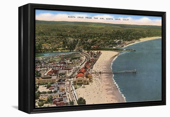 Aerial View of Santa Cruz Beach and Pier, California-null-Framed Stretched Canvas