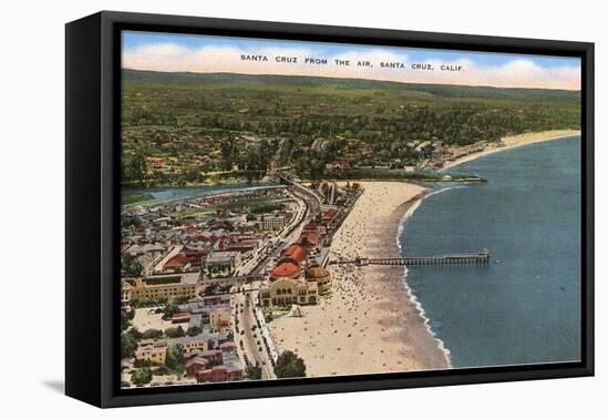 Aerial View of Santa Cruz Beach and Pier, California-null-Framed Stretched Canvas