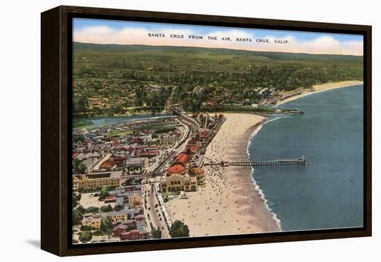 Aerial View of Santa Cruz Beach and Pier, California-null-Framed Stretched Canvas