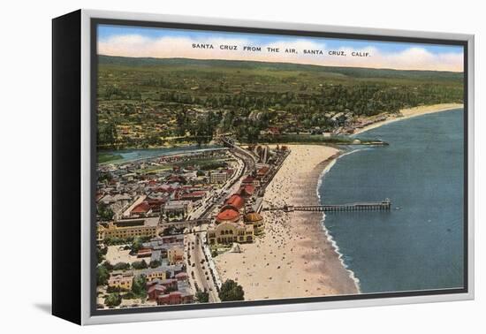 Aerial View of Santa Cruz Beach and Pier, California-null-Framed Stretched Canvas