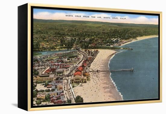 Aerial View of Santa Cruz Beach and Pier, California-null-Framed Stretched Canvas