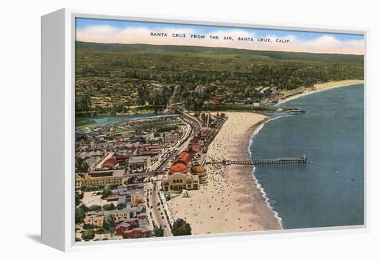 Aerial View of Santa Cruz Beach and Pier, California-null-Framed Stretched Canvas