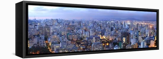 Aerial View of Sao Paulo in the Night  Time-SNEHITDESIGN-Framed Premier Image Canvas