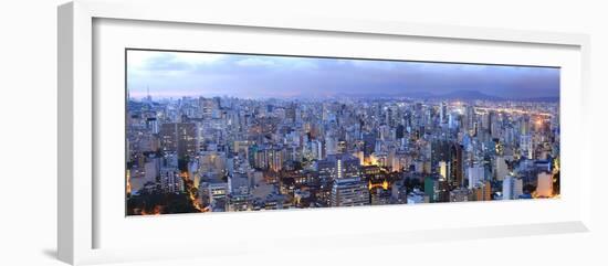 Aerial View of Sao Paulo in the Night  Time-SNEHITDESIGN-Framed Photographic Print