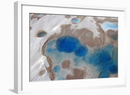Aerial View of Silt and Turquoise Water in an Alaska Glacier, Alaska-Joseph Sohm-Framed Photographic Print