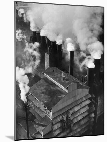 Aerial View of Smoke Coming Fr. Chimneys on the Roof of the Champion Paper Co-Margaret Bourke-White-Mounted Photographic Print