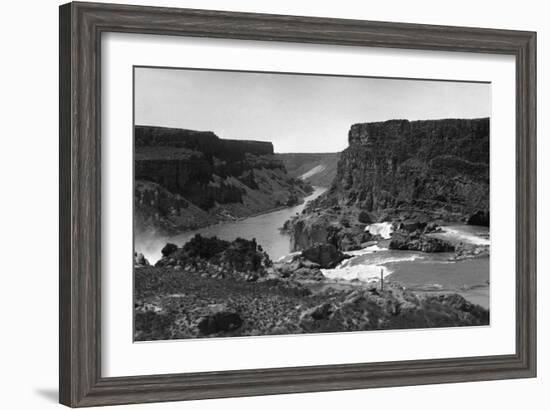 Aerial View of Snake River Canyon - Twin Falls, ID-Lantern Press-Framed Art Print