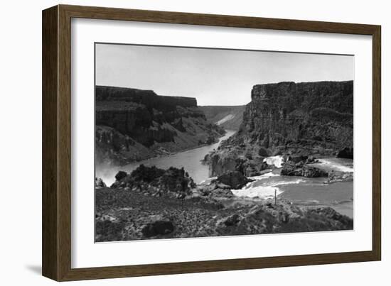 Aerial View of Snake River Canyon - Twin Falls, ID-Lantern Press-Framed Art Print