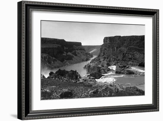 Aerial View of Snake River Canyon - Twin Falls, ID-Lantern Press-Framed Art Print