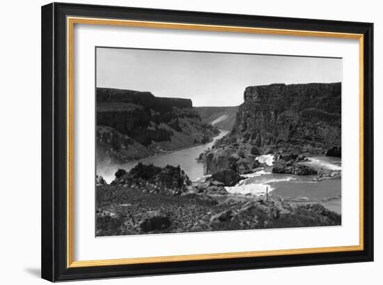 Aerial View of Snake River Canyon - Twin Falls, ID-Lantern Press-Framed Art Print