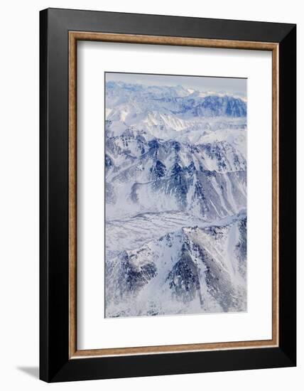 Aerial view of snow covered mountain range, Alaska, USA-Keren Su-Framed Photographic Print