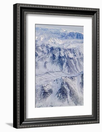 Aerial view of snow covered mountain range, Alaska, USA-Keren Su-Framed Photographic Print