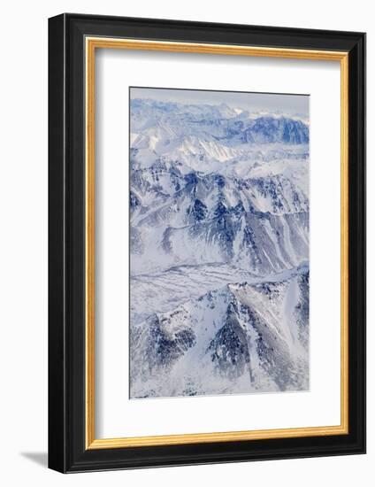 Aerial view of snow covered mountain range, Alaska, USA-Keren Su-Framed Photographic Print