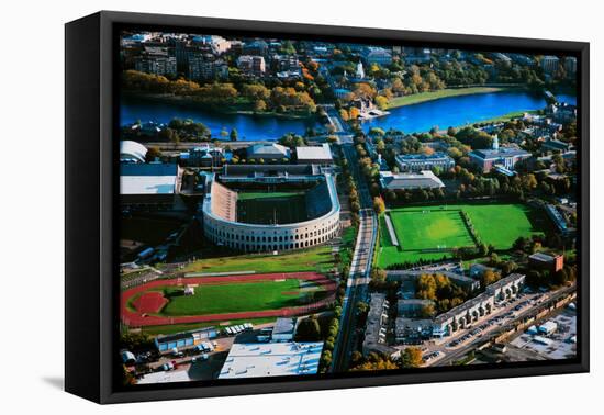 Aerial View of Soldiers Field, home of Harvard Crimson, Harvard, Cambridge, Boston, MA-null-Framed Premier Image Canvas