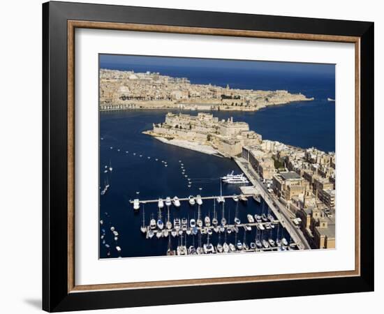 Aerial View of St. Angelo Fort in Vittoriosa in Front of Valletta, Malta, Mediterranean-Tondini Nico-Framed Photographic Print