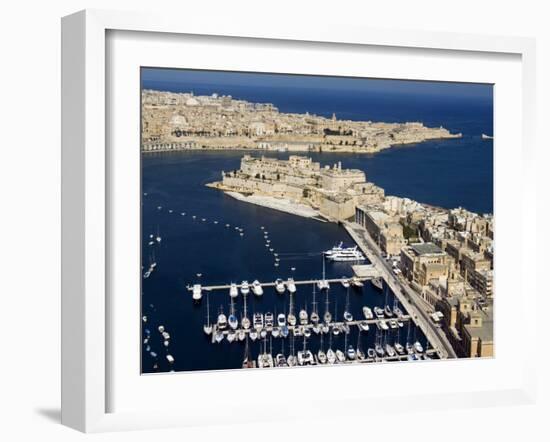 Aerial View of St. Angelo Fort in Vittoriosa in Front of Valletta, Malta, Mediterranean-Tondini Nico-Framed Photographic Print