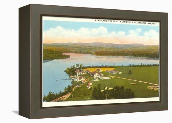 Aerial View of St. Mary's Villa, Clearwater Lake, Wisconsin-null-Framed Stretched Canvas