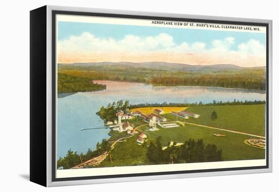 Aerial View of St. Mary's Villa, Clearwater Lake, Wisconsin-null-Framed Stretched Canvas