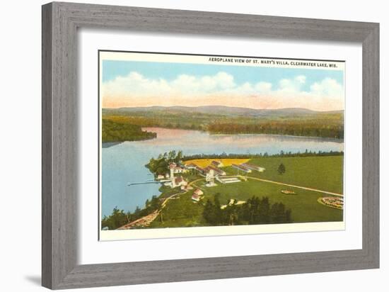 Aerial View of St. Mary's Villa, Clearwater Lake, Wisconsin-null-Framed Art Print