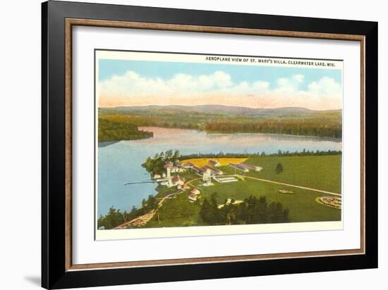 Aerial View of St. Mary's Villa, Clearwater Lake, Wisconsin-null-Framed Art Print