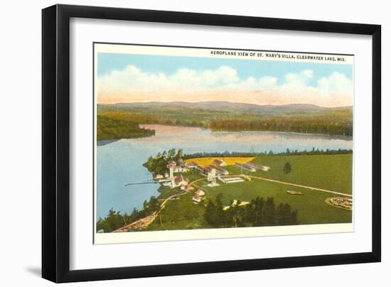 Aerial View of St. Mary's Villa, Clearwater Lake, Wisconsin-null-Framed Art Print