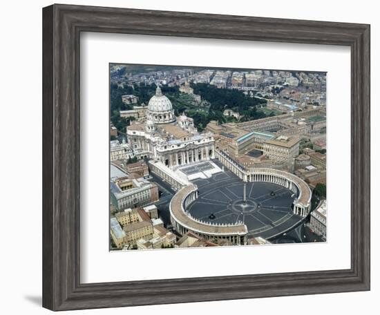 Aerial view of St. Peter's Basilica and its square in the Vatican. 1656-1667-Giovanni Lorenzo Bernini-Framed Giclee Print