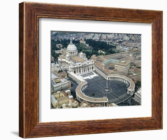 Aerial view of St. Peter's Basilica and its square in the Vatican. 1656-1667-Giovanni Lorenzo Bernini-Framed Giclee Print