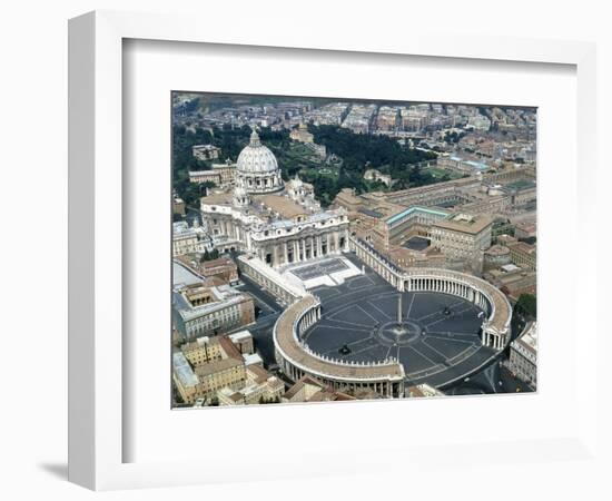 Aerial view of St. Peter's Basilica and its square in the Vatican. 1656-1667-Giovanni Lorenzo Bernini-Framed Giclee Print