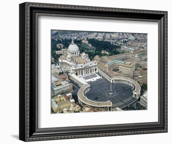 Aerial view of St. Peter's Basilica and its square in the Vatican. 1656-1667-Giovanni Lorenzo Bernini-Framed Giclee Print