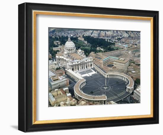 Aerial view of St. Peter's Basilica and its square in the Vatican. 1656-1667-Giovanni Lorenzo Bernini-Framed Giclee Print