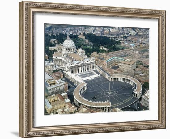 Aerial view of St. Peter's Basilica and its square in the Vatican. 1656-1667-Giovanni Lorenzo Bernini-Framed Giclee Print