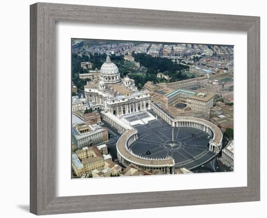 Aerial view of St. Peter's Basilica and its square in the Vatican. 1656-1667-Giovanni Lorenzo Bernini-Framed Giclee Print