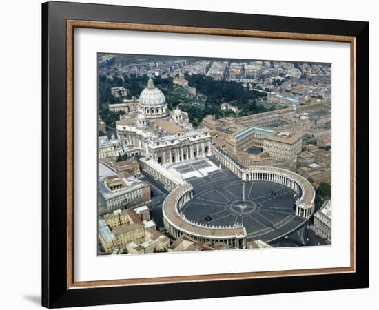 Aerial view of St. Peter's Basilica and its square in the Vatican. 1656-1667-Giovanni Lorenzo Bernini-Framed Giclee Print