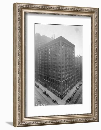 Aerial View of Stock Exchange Building with Parked Automobiles-null-Framed Photographic Print