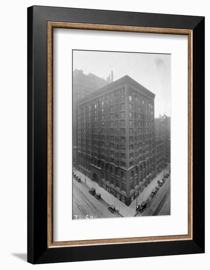 Aerial View of Stock Exchange Building with Parked Automobiles-null-Framed Photographic Print