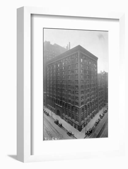 Aerial View of Stock Exchange Building with Parked Automobiles-null-Framed Photographic Print