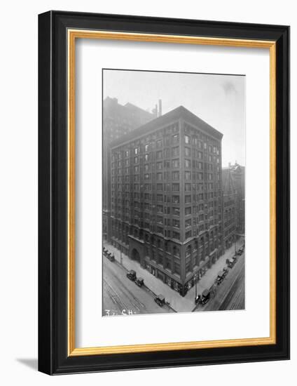 Aerial View of Stock Exchange Building with Parked Automobiles-null-Framed Photographic Print