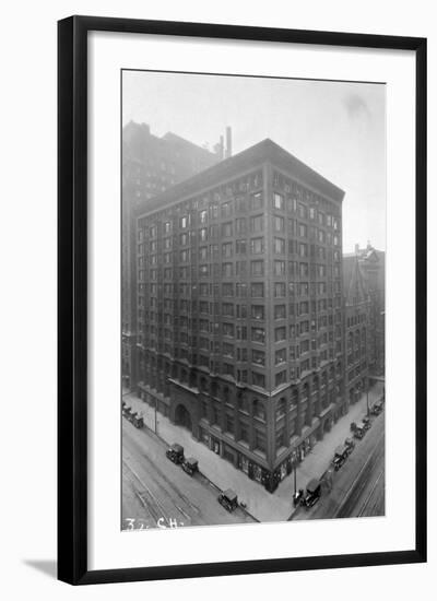 Aerial View of Stock Exchange Building with Parked Automobiles-null-Framed Photographic Print