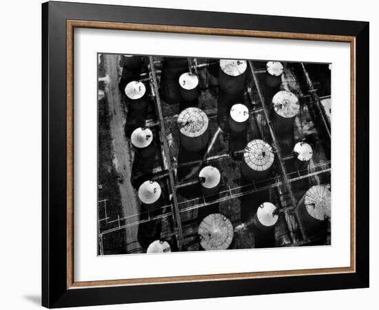 Aerial View of Storage Tanks at Humble Oil Co-Margaret Bourke-White-Framed Photographic Print