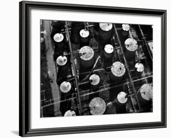 Aerial View of Storage Tanks at Humble Oil Co-Margaret Bourke-White-Framed Photographic Print