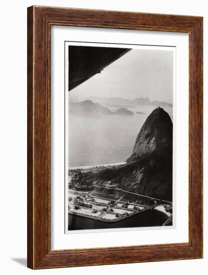 Aerial View of Sugarloaf Mountain, Rio De Janeiro, Brazil, from a Zeppelin, 1930-null-Framed Giclee Print