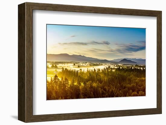 Aerial view of sunrise over Mount Rainier National Park, Washington State, USA-Laura Grier-Framed Photographic Print